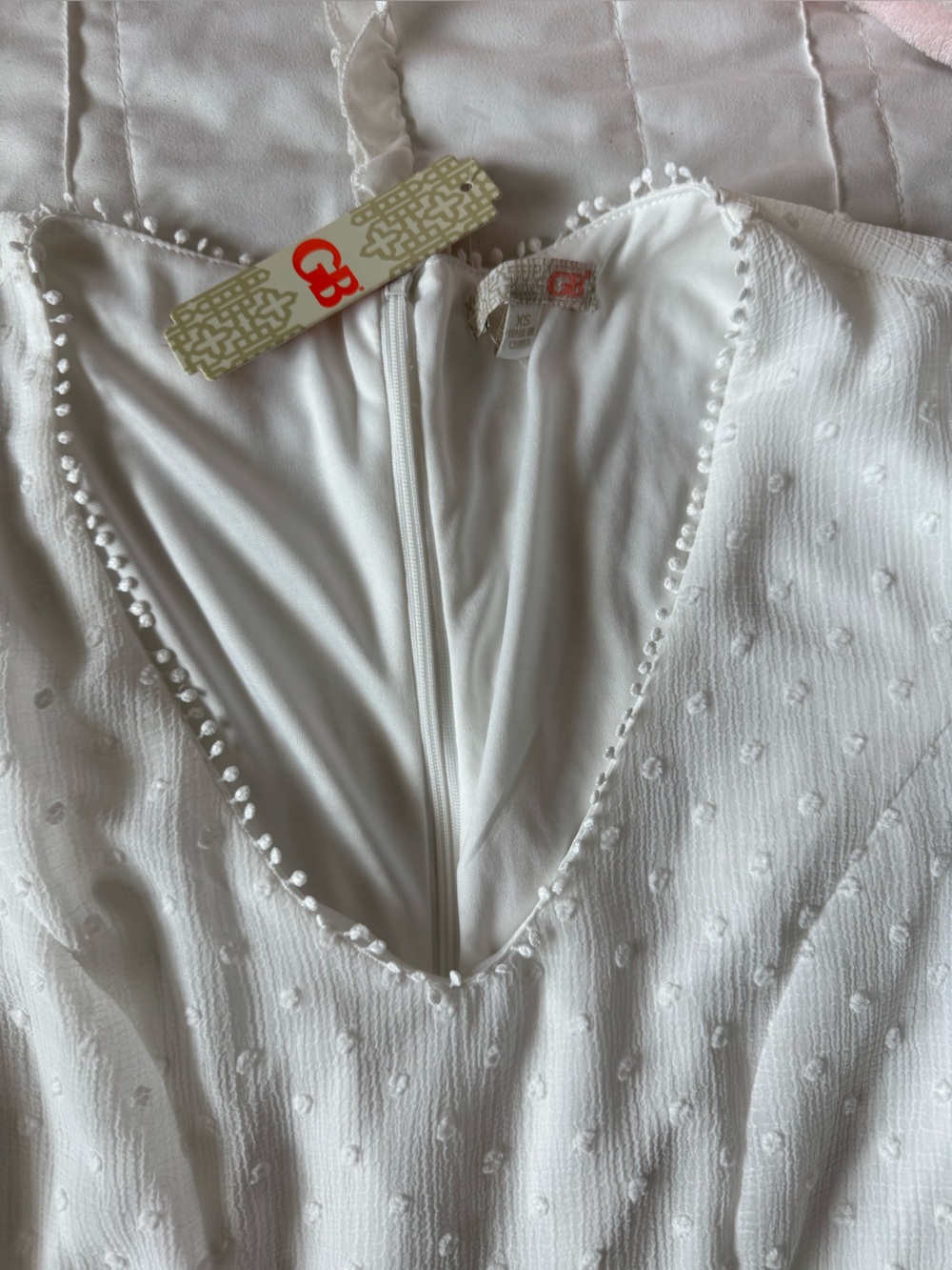 Gianni Bini White Swiss Dot Lace Tiered Long-Sleeve Dress new with tags - Picture 9 of 11